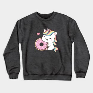 Cute Little Unicorn Loves Doughnut Crewneck Sweatshirt